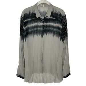 Go Silk Womans Button Front Tye Die Sheet Blouse Long Sleeve Size Medium